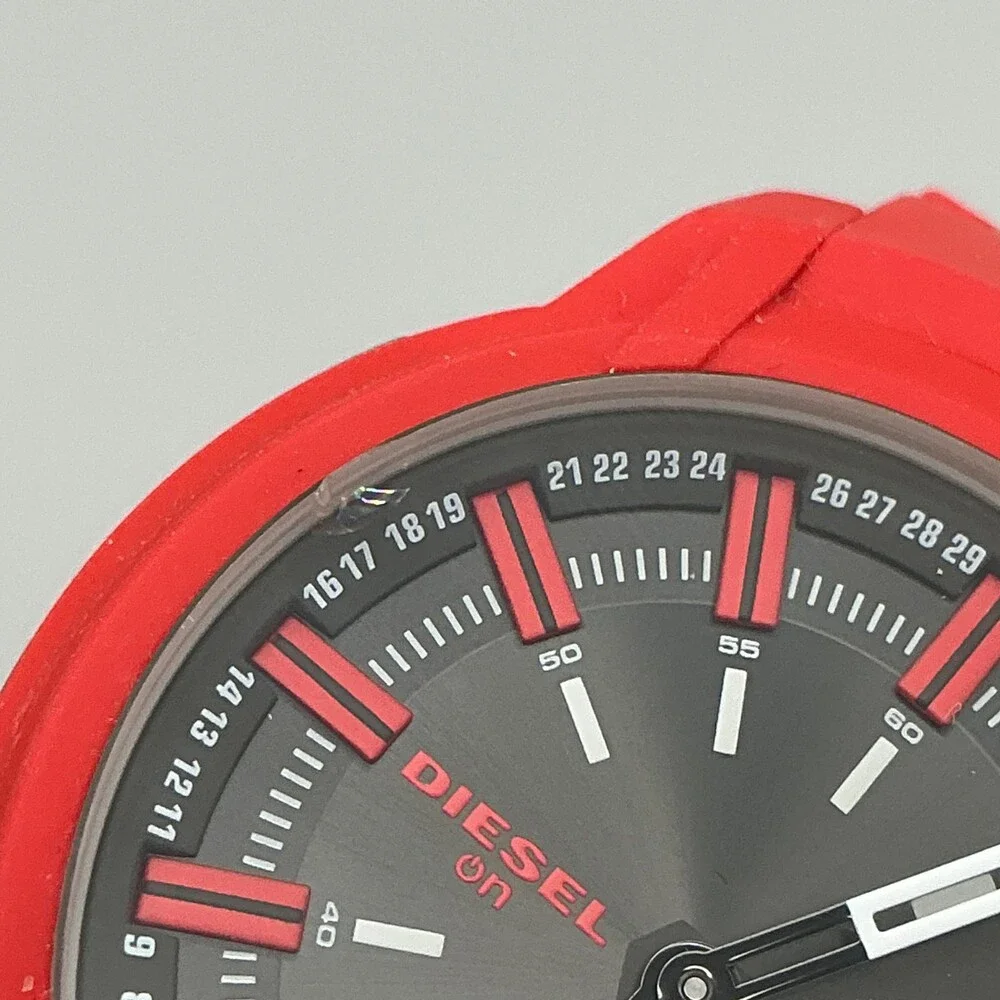 Diesel On Armbar Hybrid Smartwatch Mens Watch 44mm Red Silicone New Battery